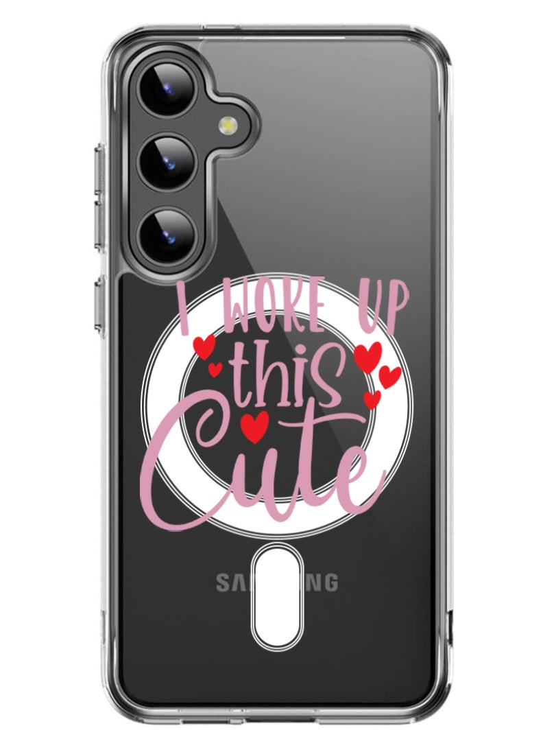 Theodor Magnetic Case for Samsung Galaxy S24 Plus 6.7-inch Compatible with MagSafe Wireless Charging, Shockproof Phone Bumper Cover i woke up this cute copy - Image 1