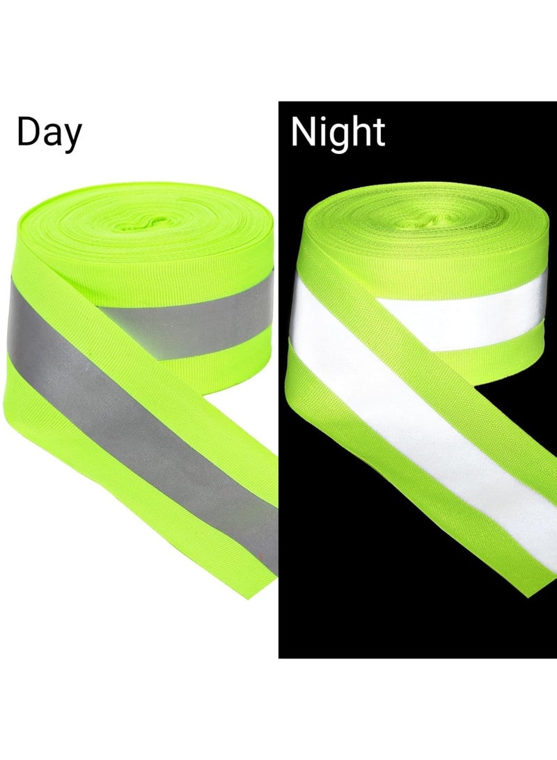 Luckam Reflective Ribbon, High Visibility Silver Fluorescent Sew On Safety Fabric Strip, Reflective Webbing for Clothes, Backpacks, School Bags, Walking, Cycling & Night Safety, 2 Rolls, 2'' x 66ft - Image 5