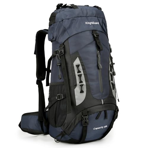 King'sGuard 60L Hiking Backpack for Men and Women Lightweight Camping Hiking Backpack with Rain Cover Large Waterproof Travel Backpack Backpacking Pack (Navy Blue) - Image 1