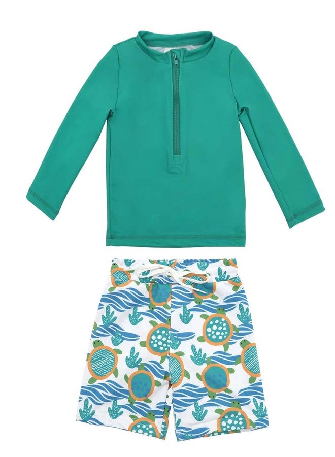ALVABABY Long Sleeve Rashguards, Baby/Toddler Boys' Rash Guard Sets,Boy Swimsuit UPF 50+ Sun Protection Two Piece Bathing Suit ST-R12-2-3T - Image 1