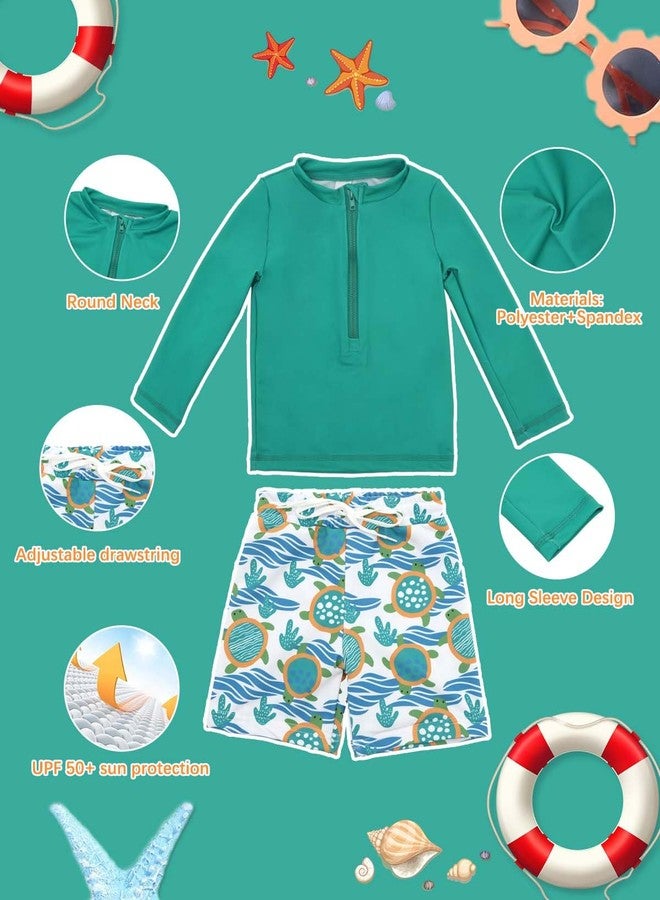 ALVABABY Long Sleeve Rashguards, Baby/Toddler Boys' Rash Guard Sets,Boy Swimsuit UPF 50+ Sun Protection Two Piece Bathing Suit ST-R12-2-3T - Image 2