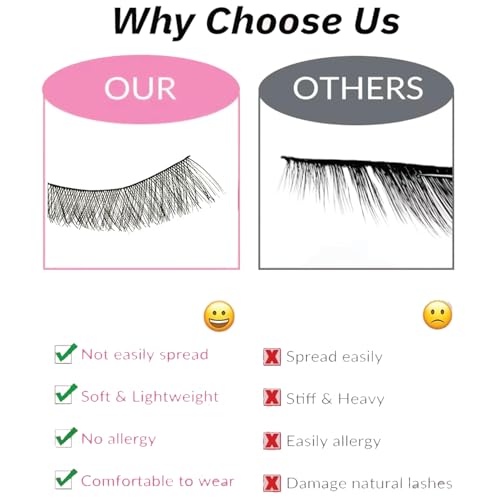 YUISI 10 Pairs of False Eyelashes, Eyelashes Natural Look Reusable, Wispy Handmade Fake Eyelashe, 3D Fluffy Lashes for Bridal & Festivals (Black-026) - Image 3