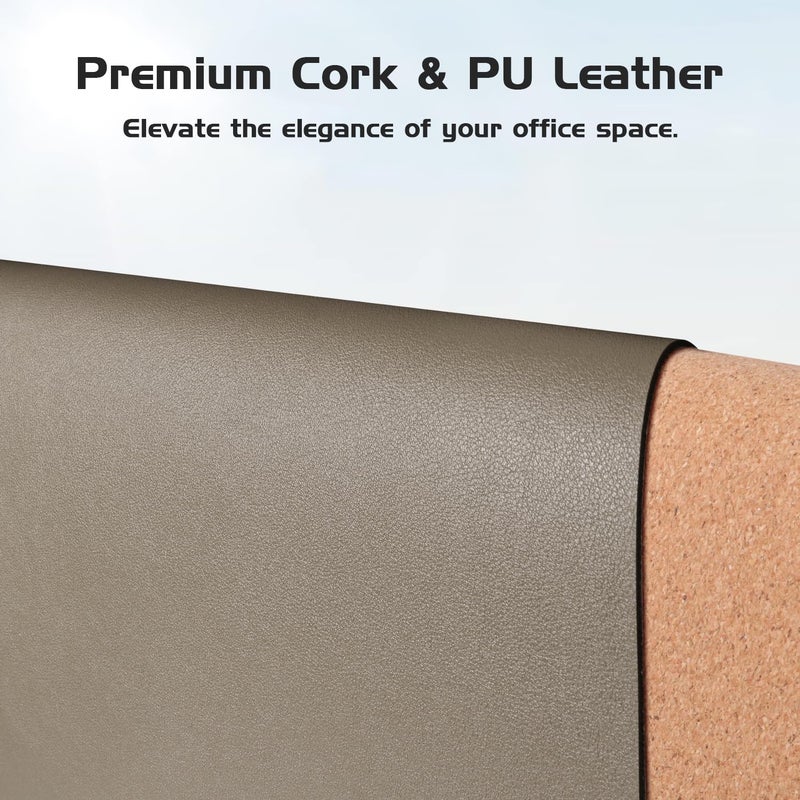 Aothia Dual-Sided Desk Mat - Leather & Cork Desk Protector, Large Mouse Pad & Writing Pad for Office/Home, Coffee (25.6"x13.7") - Image 3