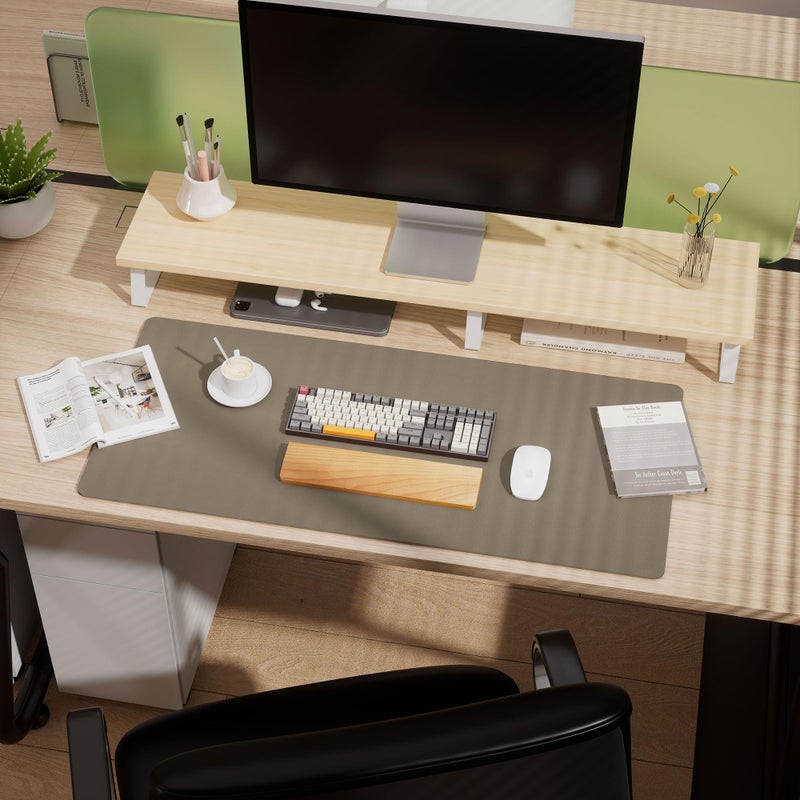 Aothia Dual-Sided Desk Mat - Leather & Cork Desk Protector, Large Mouse Pad & Writing Pad for Office/Home, Coffee (25.6"x13.7") - Image 5
