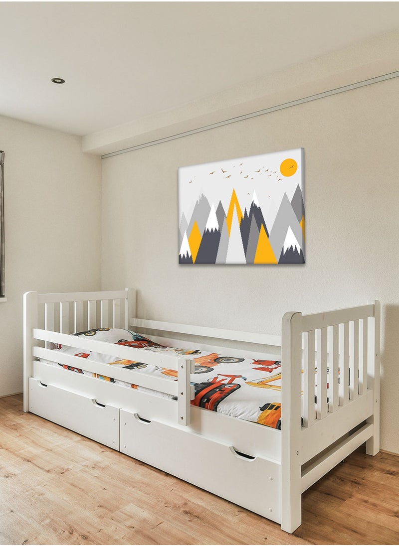 LOWHA Framed Canvas Wall Art Stretched Over Wooden Frame with Mountains Painting, For Home, Living Room, Office Decor  - Image 1