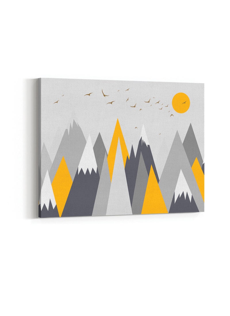LOWHA Framed Canvas Wall Art Stretched Over Wooden Frame with Mountains Painting, For Home, Living Room, Office Decor  - Image 4