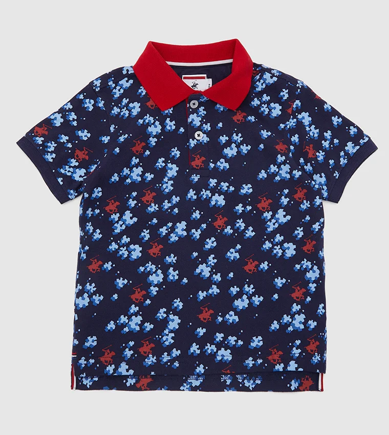 Puzzle Pieces Printed Polo T-Shirt