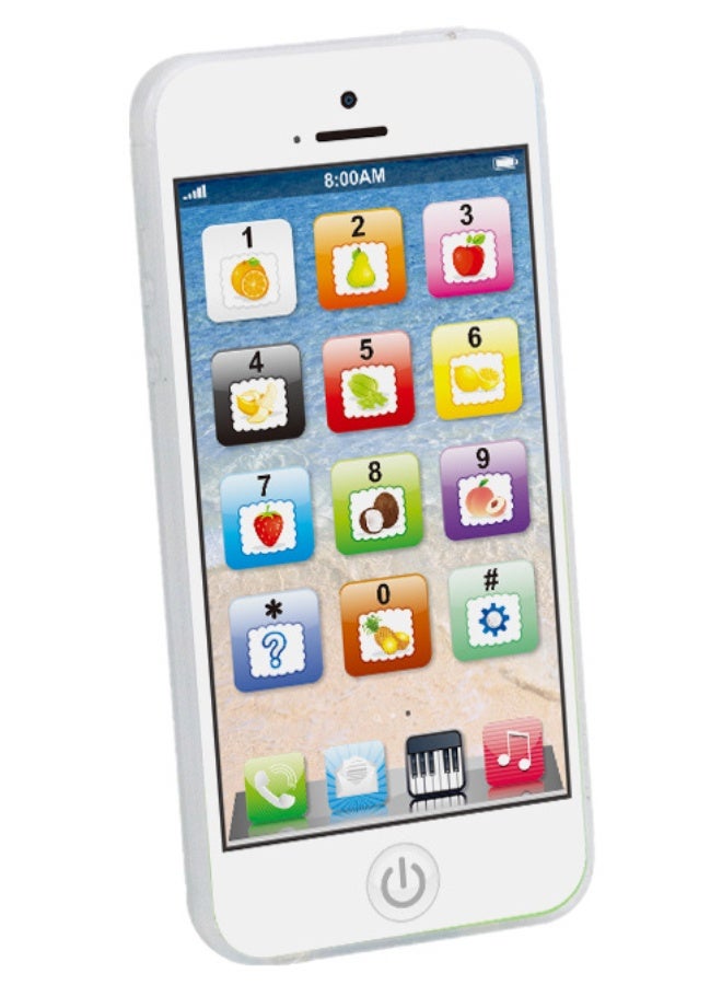 Toy Learning Play Cell Phone with 8 Modes and Dazzling Lights, Multi-Functional Learning Early Education Rechargeable IQ Phone Toy, Musical English Learning Interactive Toy for Boys and Girls 18 Months + (White) - Image 1