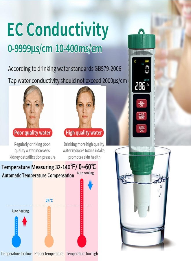 Hallocool جهاز قياس الملوحة الرقمي، مقياس الانكسار، جهاز اختبار ملح أحواض السمك، جهاز اختبار مياه المسابح 6 في 1 لقياس الملوحة (جزء في المليون/جزء في الألف)، ودرجة الحموضة، والمواد الصلبة الذائبة الكلية، والتوصيل الكهربائي، ودرجة الحرارة، جهاز اختبار الملح لحمامات السباحة، والزراعة المائية، وتربية الأحياء المائية البحرية - Image 5