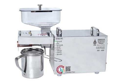 newbasics Shreeja Stainless Steel 304 Grade Automatic Home Oil Press Extractor 400 W Cold Press Oil Maker Machine Pure Fresh Healthy Oil  - Image 1
