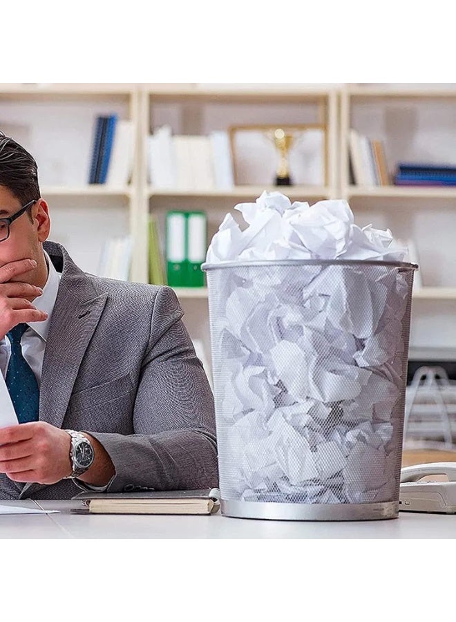 MOMENT Steel Mesh Round Trashcan Wastebasket for Trash or Recycle in The Home Office Garage. 27x26 CM - Image 4