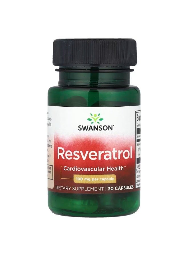 SWANSON Resveratrol, 100 mg, 30 Capsules - Image 1