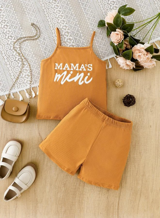 تايك تو مجموعة من بلوزة بحمالات بطبعة شعار وشورت للأطفال