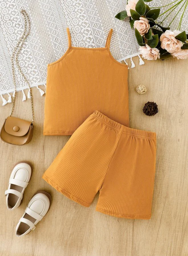 تايك تو مجموعة من بلوزة بحمالات بطبعة شعار وشورت للأطفال