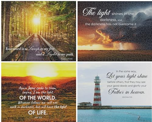 Steadfast Selections Christian Puzzles for Adults 500 Pieces 4in1 Bible Jigsaw Puzzles with Scripture Verses Religious Puzzles for Adults Inspirational Christian Jigsaw Puzzles Set - Image 1