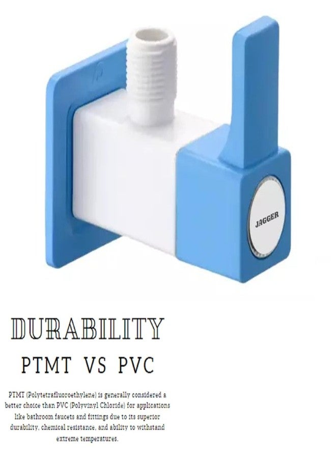 JAGGER JAG391 PTMT Angle Valve 20mm - High-Strength Unbreakable PTMT Material | Leak-Proof, Rust-Free Angle Cock with Flange | For Bathroom, Kitchen, Basin & Toilet [ PACK OF 2 ] (BLUE & WHITE) - Image 3