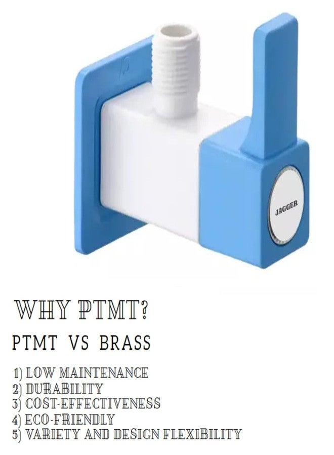 JAGGER JAG391 PTMT Angle Valve 20mm - High-Strength Unbreakable PTMT Material | Leak-Proof, Rust-Free Angle Cock with Flange | For Bathroom, Kitchen, Basin & Toilet [ PACK OF 2 ] (BLUE & WHITE) - Image 4