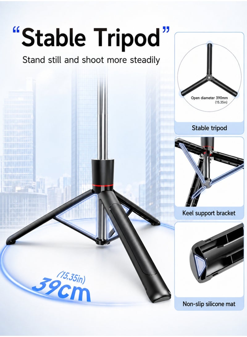 ARNOTEC 67.24 inches(170.8cm) Selfie Stick Tripod with Wireless Remote & Fill Light, 360° Rotatable Phone Holder, 3 Color Temperature LED, 8-Section Extendable Pole, Detachable Mount, Compatible with iPhone & Android - Image 2