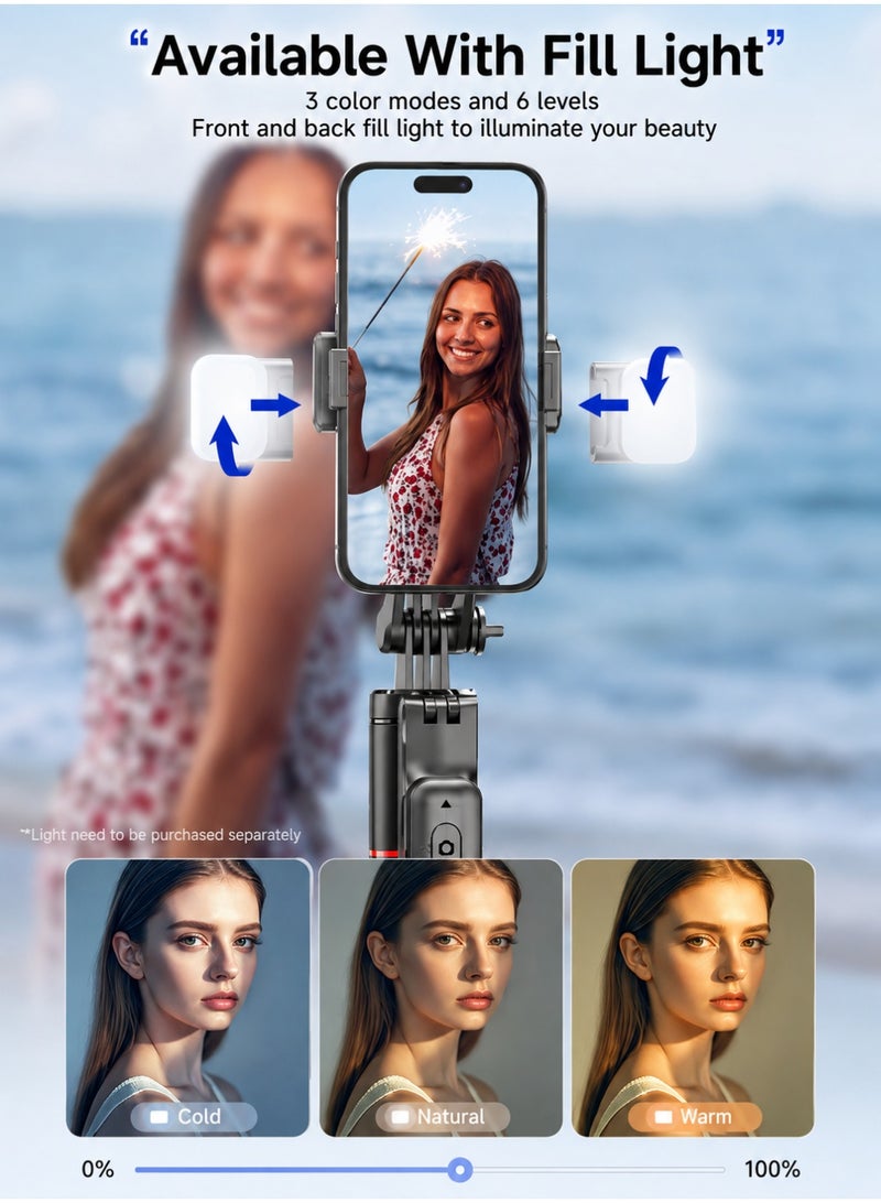 ARNOTEC 67.24 inches(170.8cm) Selfie Stick Tripod with Wireless Remote & Fill Light, 360° Rotatable Phone Holder, 3 Color Temperature LED, 8-Section Extendable Pole, Detachable Mount, Compatible with iPhone & Android - Image 5