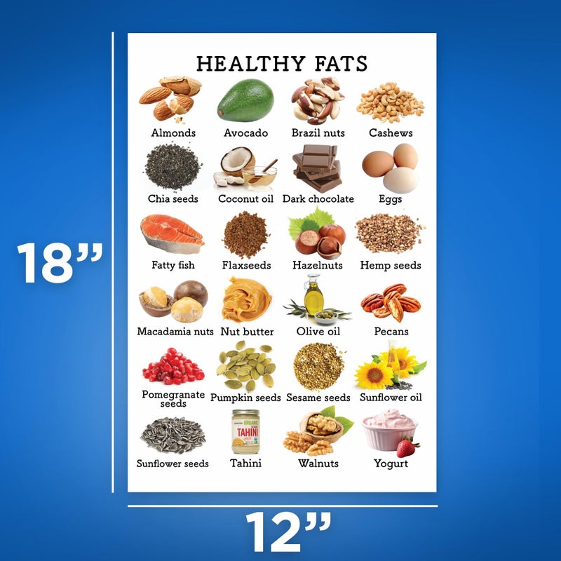 Bliss Monkey Co. BMCP0466 Healthy Fats Food Groups Chart - Facts - Pyramid Poster, 12 x 18 Inch, Unframed, Premium 100lb Gloss, Made In USA - Image 2