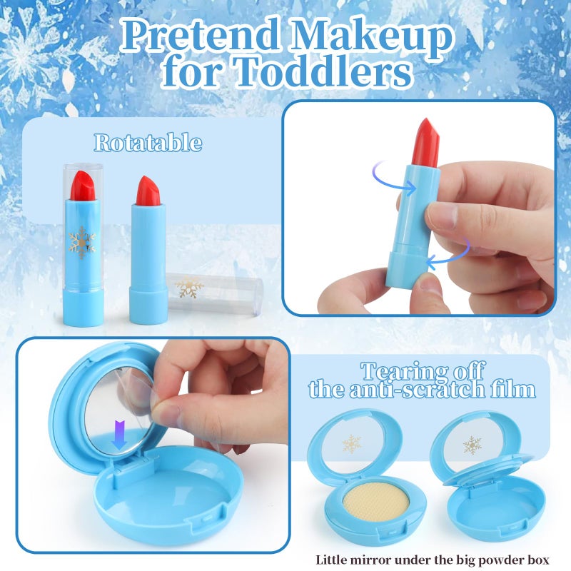 Woumserta Pretend Makeup For Toddlers 1-3 3-5 4-6  Play Makeup For Kids 3-5  Fake Makeup Kit With Toddler Purse  Fake Make Up Set For Little Girls  Toddler Makeup Kit & Frozen Toys For Girls Age 1-3 2-3 3-4 - Image 5