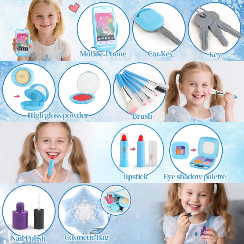 Woumserta Pretend Makeup For Toddlers 1-3 3-5 4-6  Play Makeup For Kids 3-5  Fake Makeup Kit With Toddler Purse  Fake Make Up Set For Little Girls  Toddler Makeup Kit & Frozen Toys For Girls Age 1-3 2-3 3-4 - Image 3