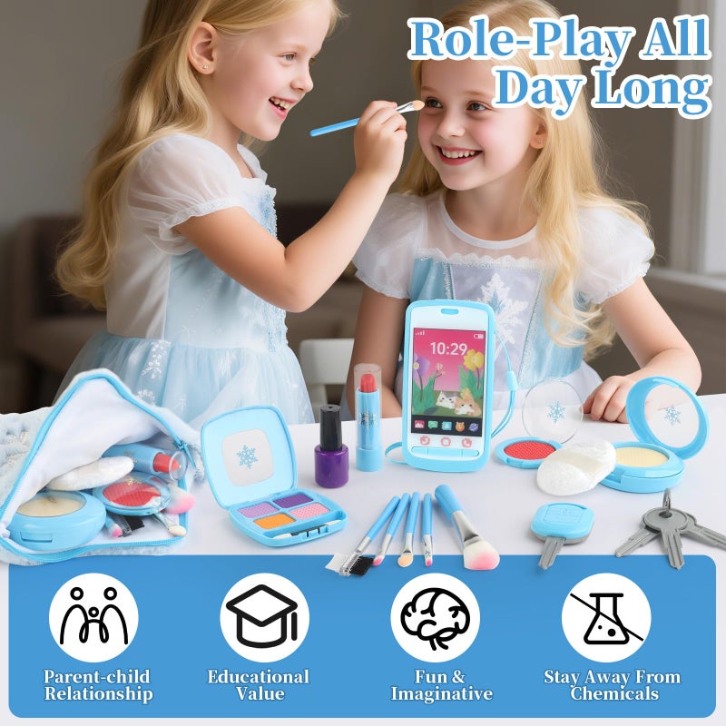Woumserta Pretend Makeup For Toddlers 1-3 3-5 4-6  Play Makeup For Kids 3-5  Fake Makeup Kit With Toddler Purse  Fake Make Up Set For Little Girls  Toddler Makeup Kit & Frozen Toys For Girls Age 1-3 2-3 3-4 - Image 2