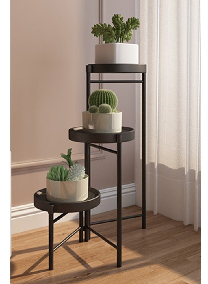 والالا حامل نباتات معدني مكون من 3 طبقات ، أواني زهور متعددة ، وحامل أواني شديد التحمل ، ورفوف نباتية ومنظم تخزين ورفوف لشرفة الحديقة الداخلية والخارجية - Image 1