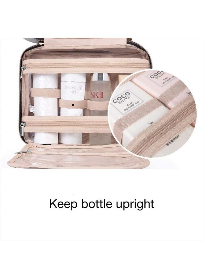 BAGSMART Toiletry Bag Travel Bag with Hanging Hook, Water-resistant Makeup Cosmetic Bag Travel Organizer for Accessories, Shampoo, Full Sized Container, Toiletries (Medium-Grey)  - Image 3
