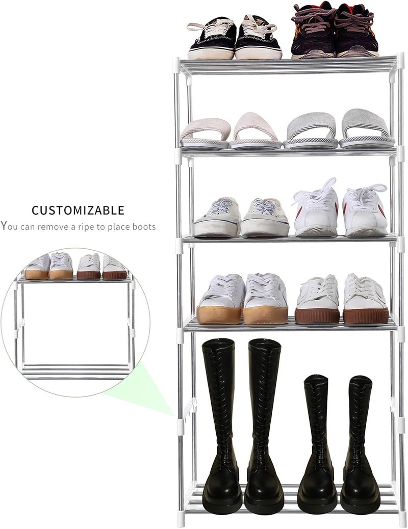 Jucaifu Stackable Small Shoe Rack, Entryway, Hallway and Closet Space Saving Storage and Organization (4-Tier, White) - Image 4