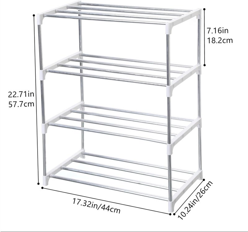 Jucaifu Stackable Small Shoe Rack, Entryway, Hallway and Closet Space Saving Storage and Organization (4-Tier, White) - Image 3