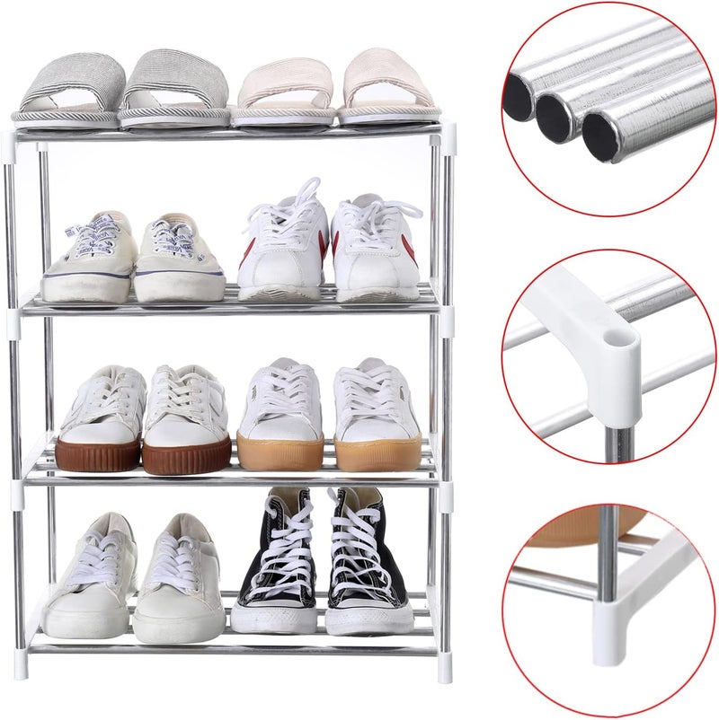 Jucaifu Stackable Small Shoe Rack, Entryway, Hallway and Closet Space Saving Storage and Organization (4-Tier, White) - Image 5
