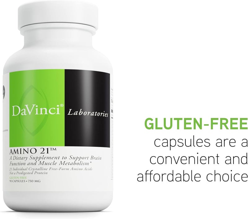 DAVINCI Labs Amino 21  Supports Brain Function  Muscle Metabolism  Amino Acid Dietary Supplement with LGlutamine LLysine HCl Tyrosine LArginine and More  GlutenFree  90 Capsules 750 mg - Image 5