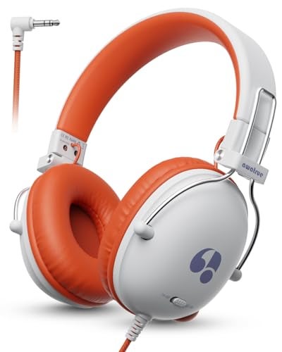 awatrue Kids Headphones, 74/85dB Safe Volume Limit, Stereo Sound, Wired On-Ear Headphones for Kids Boys Girls, 3.5mm Jack for Tablet, iPad, Kindle, YOTO Player, Airplane Travel, White - Image 1