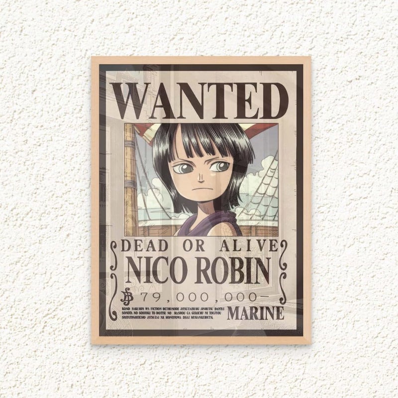 Art Decor Framed Fine Art of One Piece Wanted Poster Wall Art Nico Robin Artwork Anime Portrait Art Print Wall Décor for Bedroom Boys' Room Living Room Gaming Room 30x40cm - Image 1