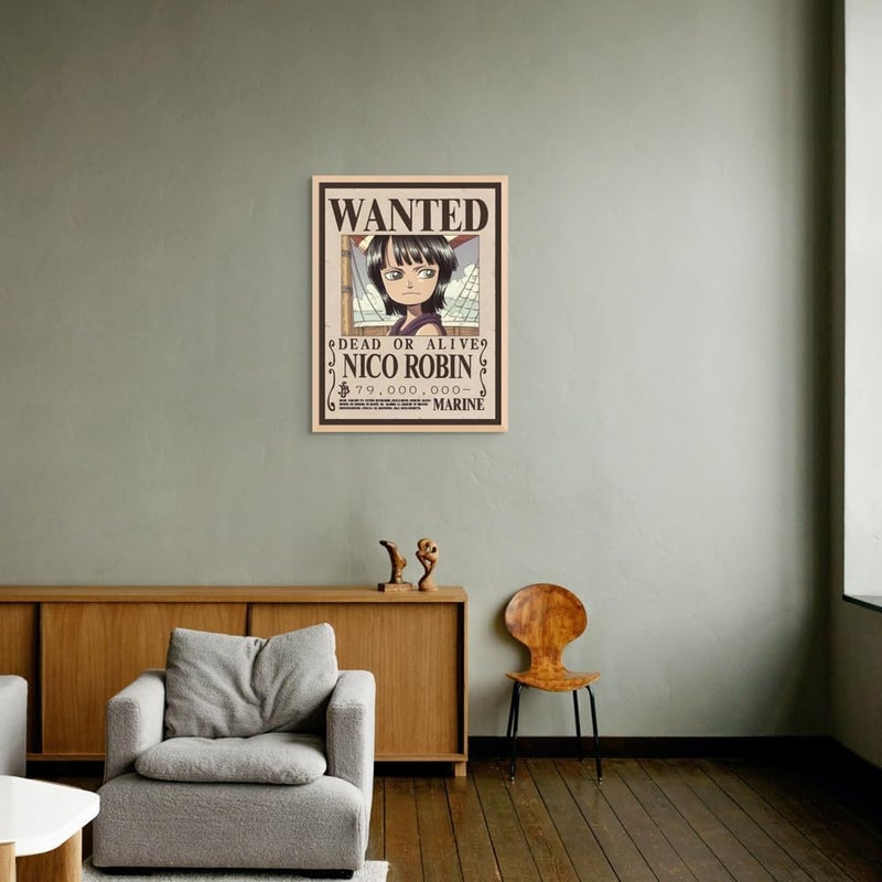Art Decor Framed Fine Art of One Piece Wanted Poster Wall Art Nico Robin Artwork Anime Portrait Art Print Wall Décor for Bedroom Boys' Room Living Room Gaming Room 30x40cm - Image 2