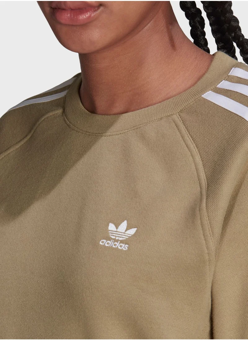 adidas Originals 3 Stripe Cropped Sweatshirt
