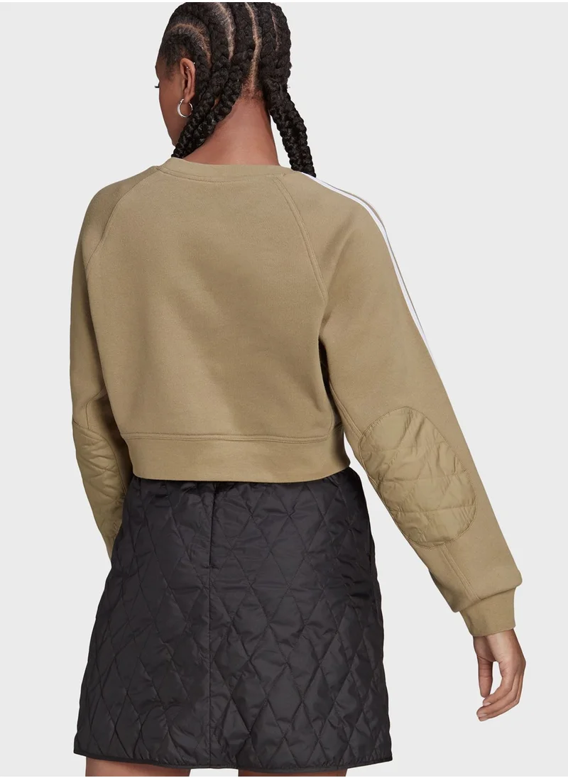 adidas Originals 3 Stripe Cropped Sweatshirt