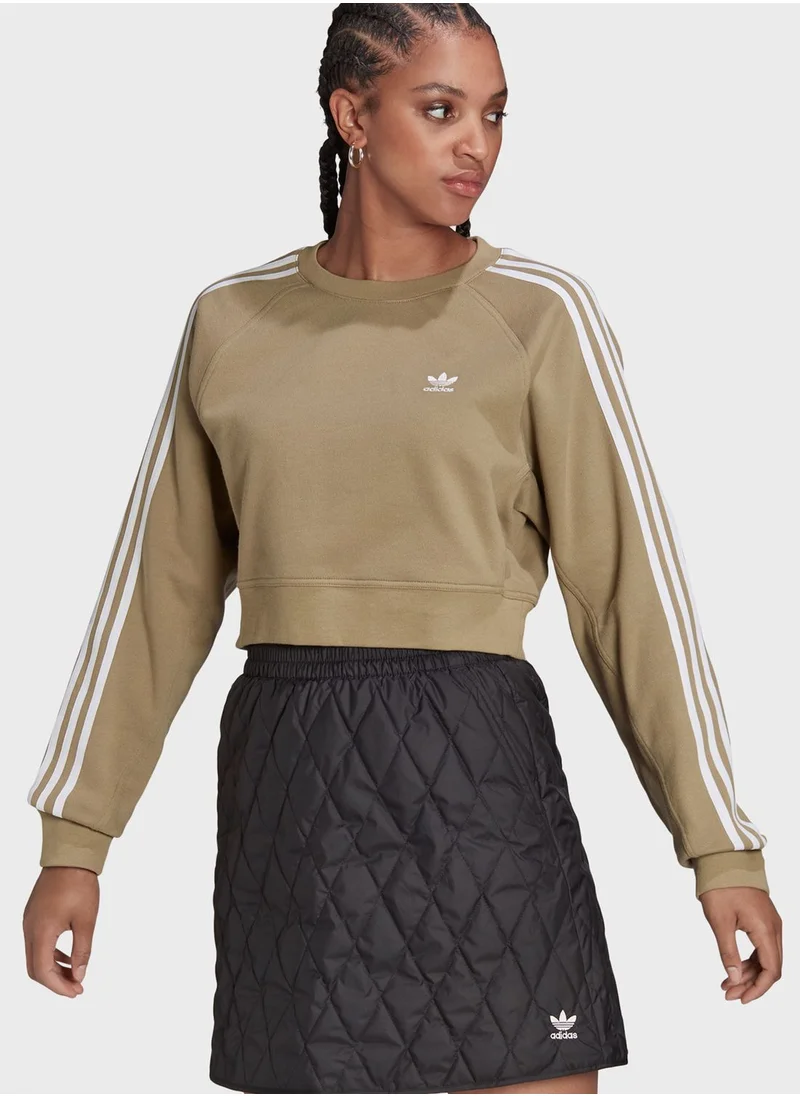adidas Originals 3 Stripe Cropped Sweatshirt