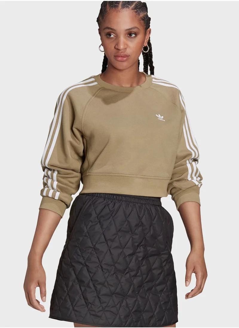 adidas Originals 3 Stripe Cropped Sweatshirt