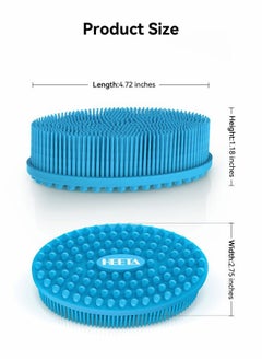 Heeta Silicone Body Scrubber, Silicone Loofah Gentle Exfoliating, 2 Side Design Silicone Boby Brush Lathers Well Easy to Clean & Durable for Removing Dead Skin and Dry Brush to Massage Skin, Blue  - Image 4