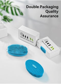 Heeta Silicone Body Scrubber, Silicone Loofah Gentle Exfoliating, 2 Side Design Silicone Boby Brush Lathers Well Easy to Clean & Durable for Removing Dead Skin and Dry Brush to Massage Skin, Blue  - Image 5