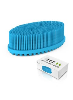 Heeta Silicone Body Scrubber, Silicone Loofah Gentle Exfoliating, 2 Side Design Silicone Boby Brush Lathers Well Easy to Clean & Durable for Removing Dead Skin and Dry Brush to Massage Skin, Blue  - Image 1