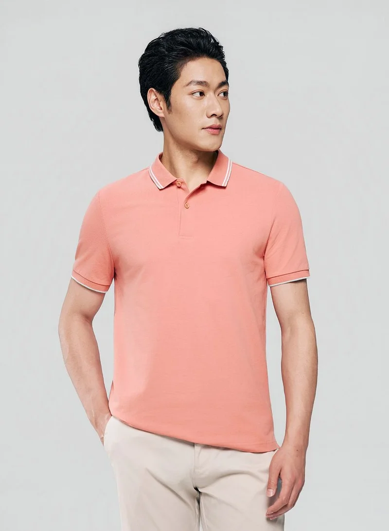 Giordano Men’s Slim Pique Solid Polo with Flat Knit Collar
