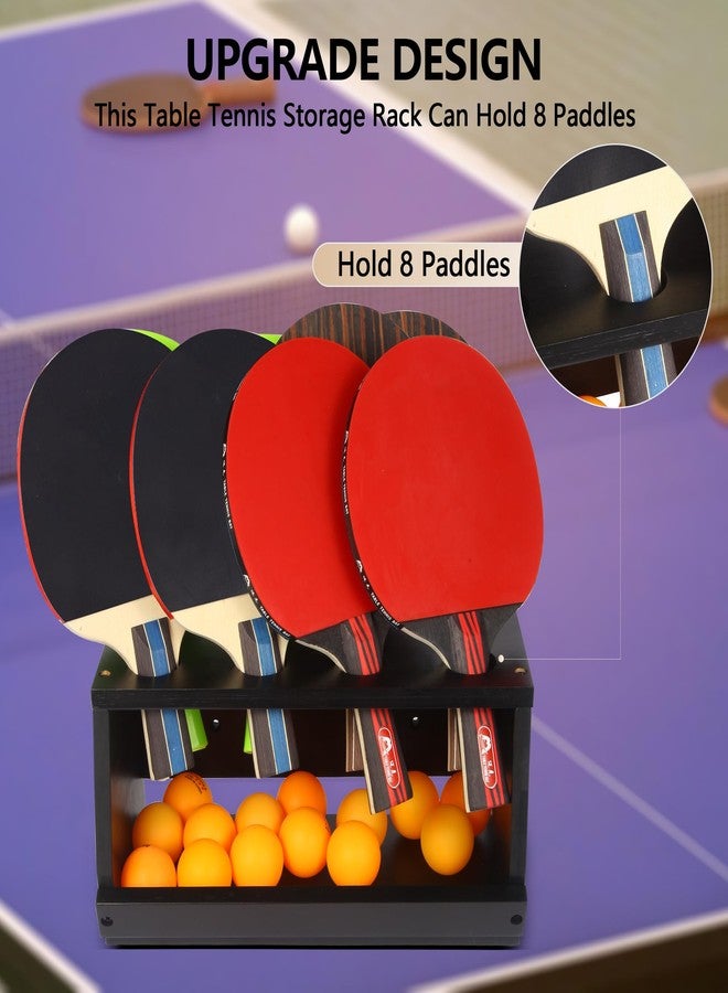 smocchy Ping Pong Paddle Holder Wall Mount & Desktop 2-in-1,Table Tennis Racket Display Organizer Holds 8 Rackets, Ping Pong Paddle Storage Rack in Game Room, Man Cave, Office, Home, Black - Image 4