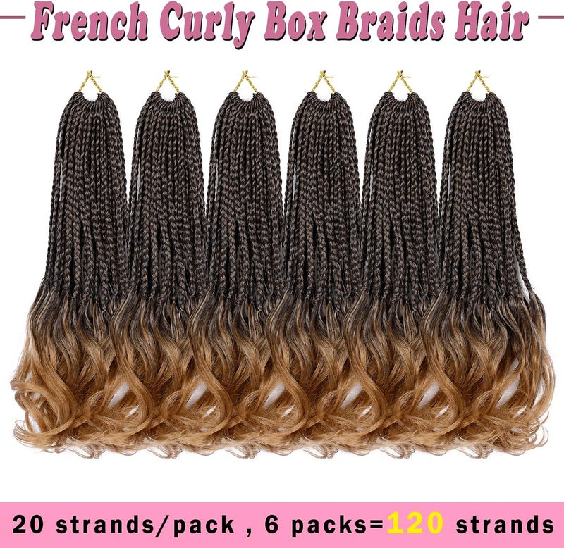 Dorsanee French Curl Crochet Braids 14 Inch 6 Packs Goddess Box Braids Crochet Hair Pre Looped French Curly Braiding Hair Crochet Box Braids With Curly Wavy Ends Synthetic Hair Extensions (#1B/30) - Image 3