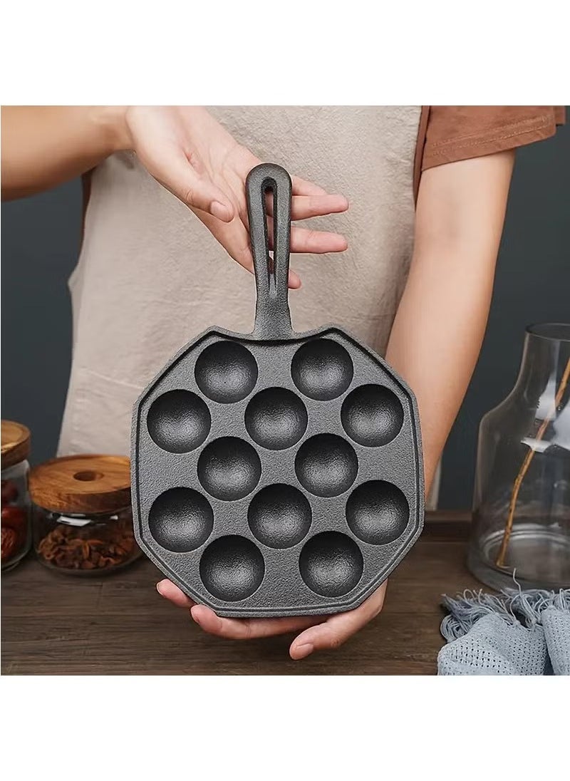 Arabest Takoyaki Pan 12 Molds Takoyaki Maker Skillet Cast Iron Octopus Meat Ball Mold No- Stick Baking Tray for Octopus Balls Pancake  - Image 1