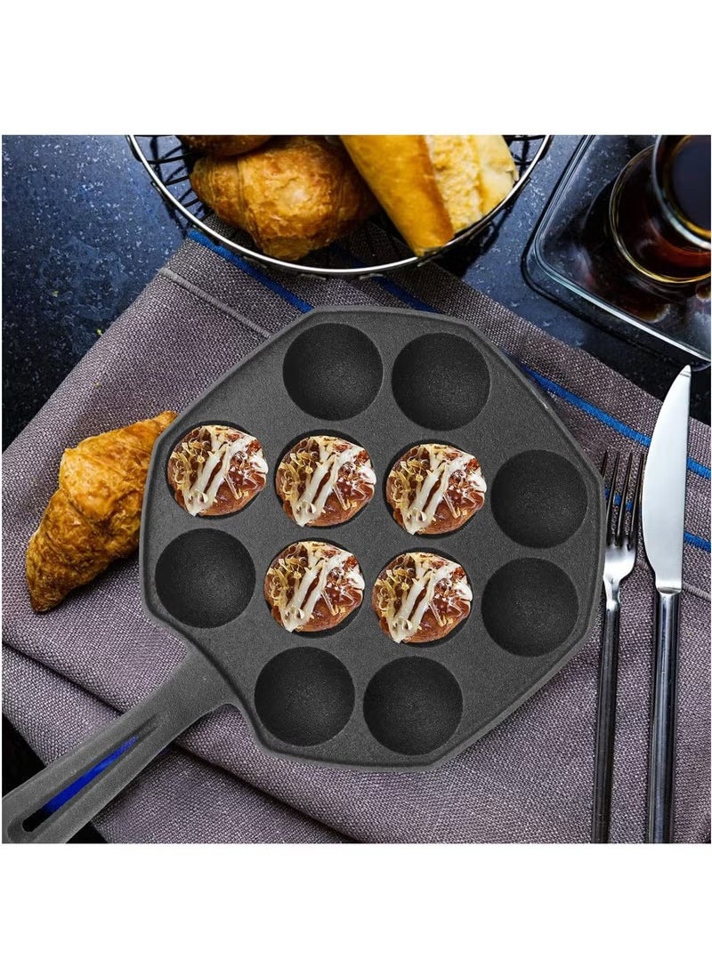 Arabest Takoyaki Pan 12 Molds Takoyaki Maker Skillet Cast Iron Octopus Meat Ball Mold No- Stick Baking Tray for Octopus Balls Pancake  - Image 4