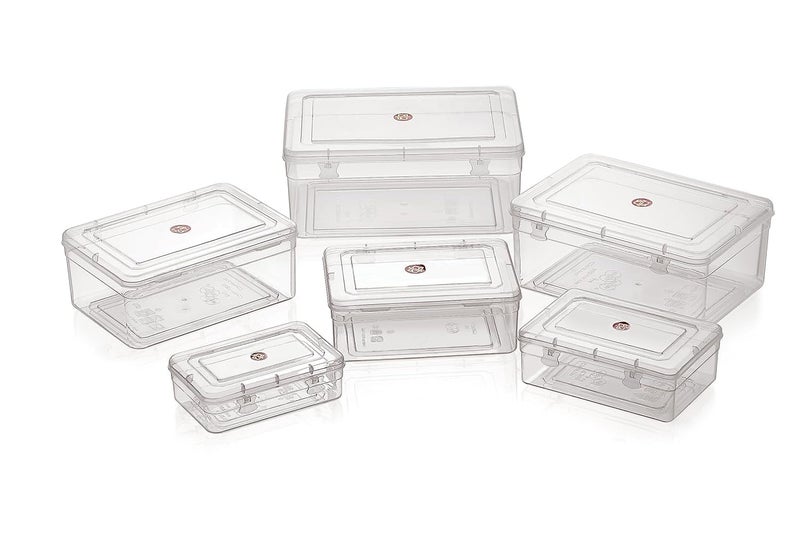 Magic Providers Multipurpose Mini Plastic Container Box Pack of 1 | Travel Organizer for Home Storage | Jewelry | Hair Pins | Medicines | Craft Material | Hardware - Trans 570 ml,(15.8 x 11.8 x 4.3)cm - Image 2