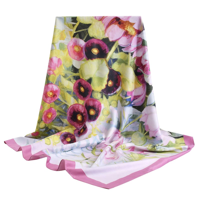 vimate 100% Mulberry Silk Scarfs, Women 35 Inch Square Silk Scarf for Hair with Gift Box package (Pattern 10) - Image 1
